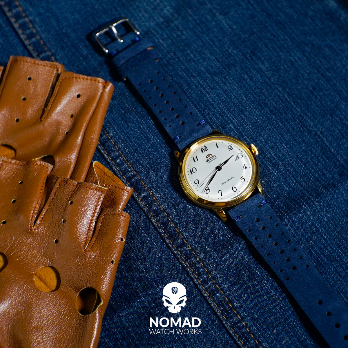 Premium Rally Suede Leather Watch Strap in Navy (20mm) - Nomad Watch Works Malaysia