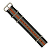 Premium Nato Strap in Black Grey Orange with Polished Silver Buckle (22mm) - Nomad Watch Works Malaysia