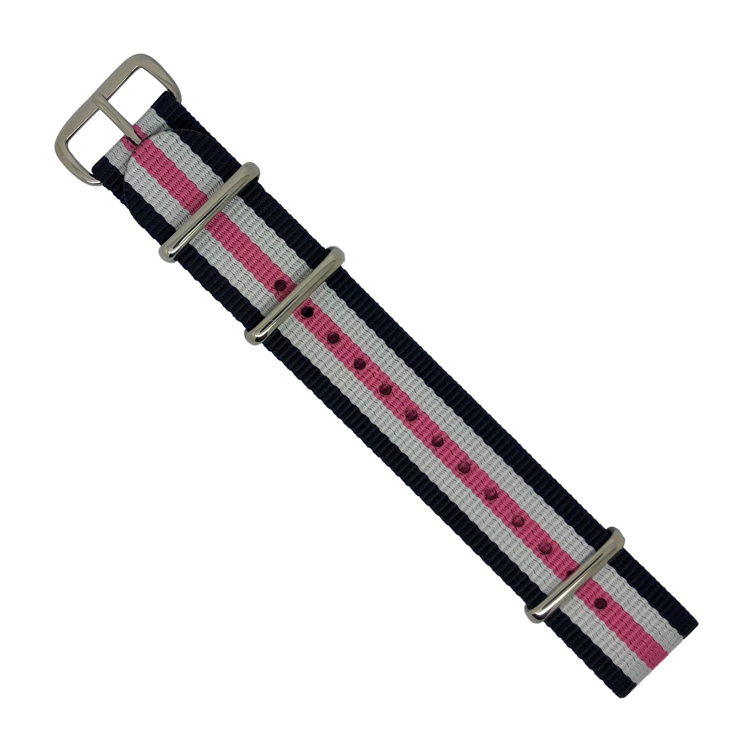Premium Nato Strap in Regimental Pink with Polished Silver Buckle (20mm) - Nomad Watch Works Malaysia
