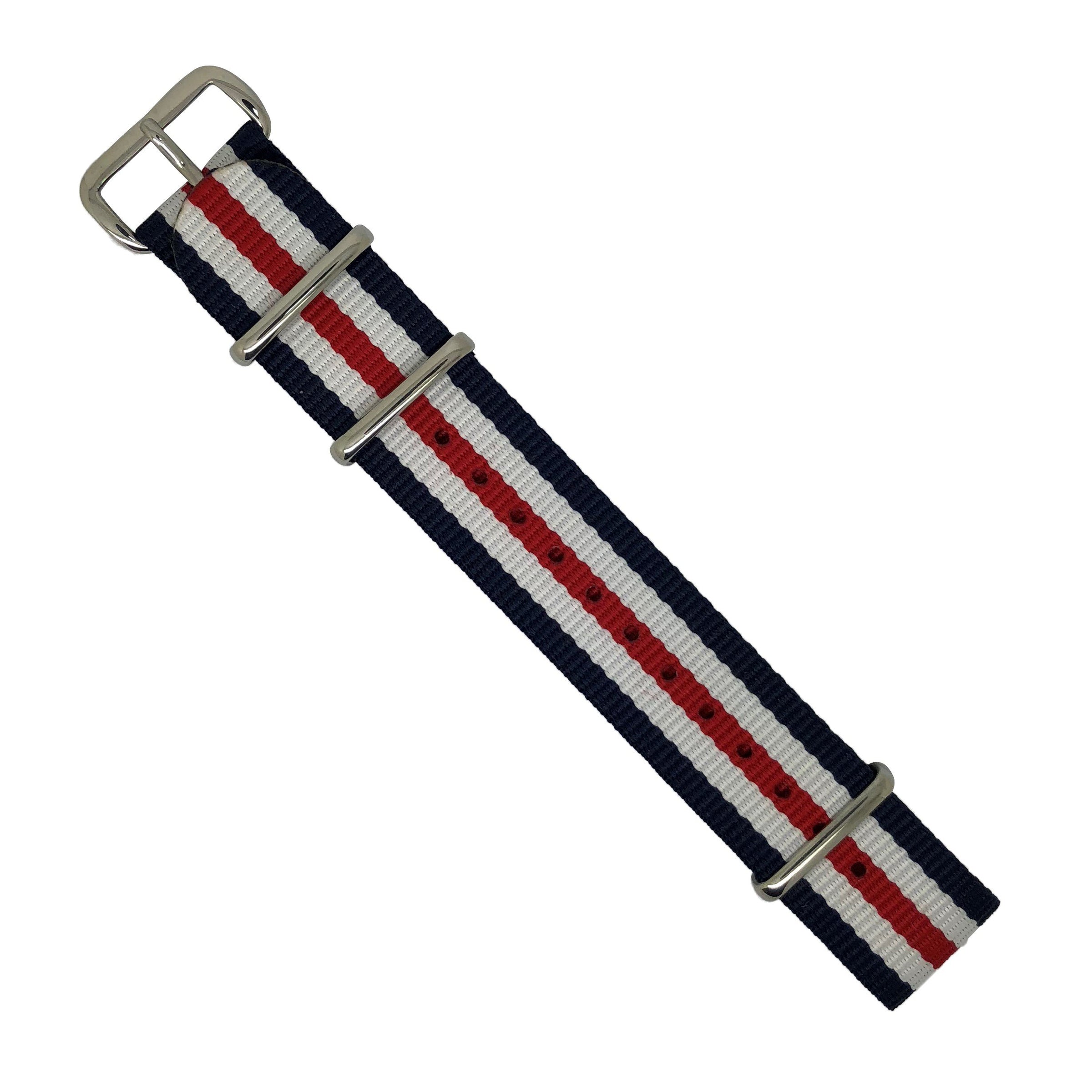 Premium Nato Strap in Regimental with Polished Silver Buckle (18mm) - Nomad Watch Works Malaysia