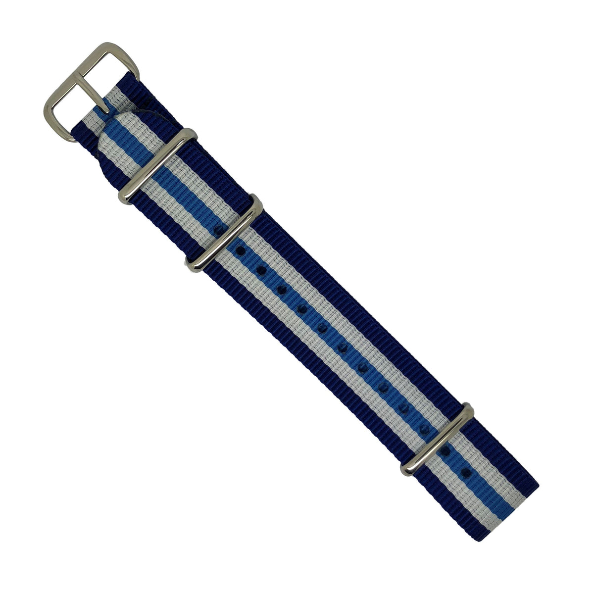 Premium Nato Strap in Regimental Blue with Polished Silver Buckle (20mm) - Nomad Watch Works Malaysia
