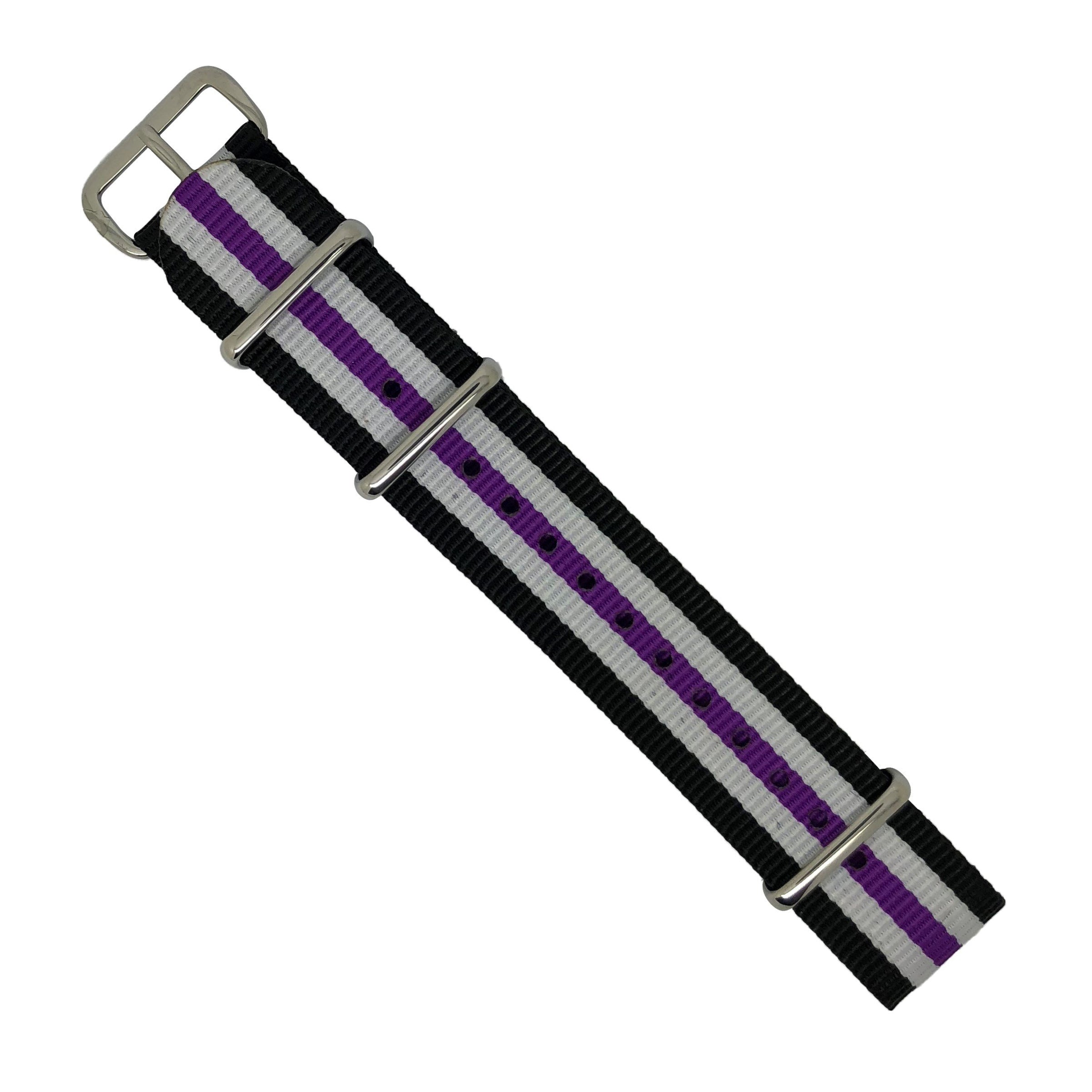 Premium Nato Strap in Regimental Purple with Polished Silver Buckle (20mm) - Nomad Watch Works Malaysia