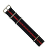 Premium Nato Strap in Black Center Red with Polished Silver Buckle (22mm) - Nomad Watch Works Malaysia