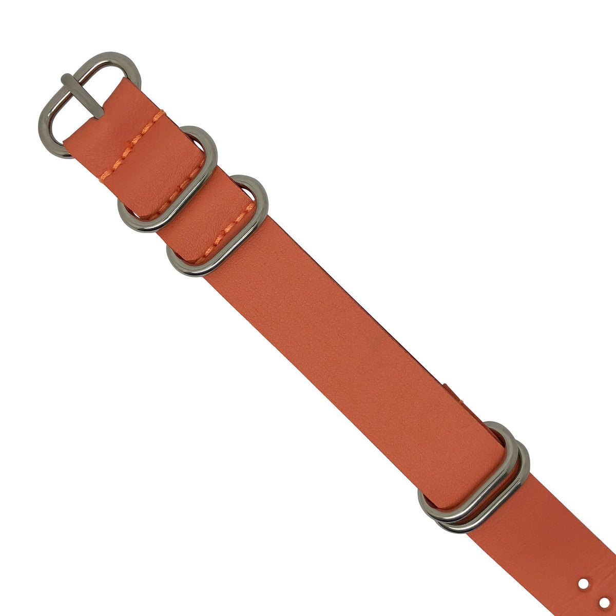 PU Leather Zulu Strap in Orange with Silver Buckle (24mm) - Nomad Watch Works Malaysia