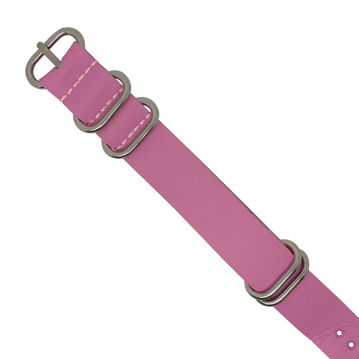 PU Leather Zulu Strap in Pink with Silver Buckle (20mm) - Nomad Watch Works Malaysia