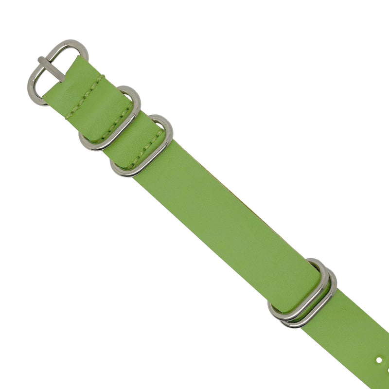 PU Leather Zulu Strap in Green with Silver Buckle (22mm) - Nomad Watch Works Malaysia