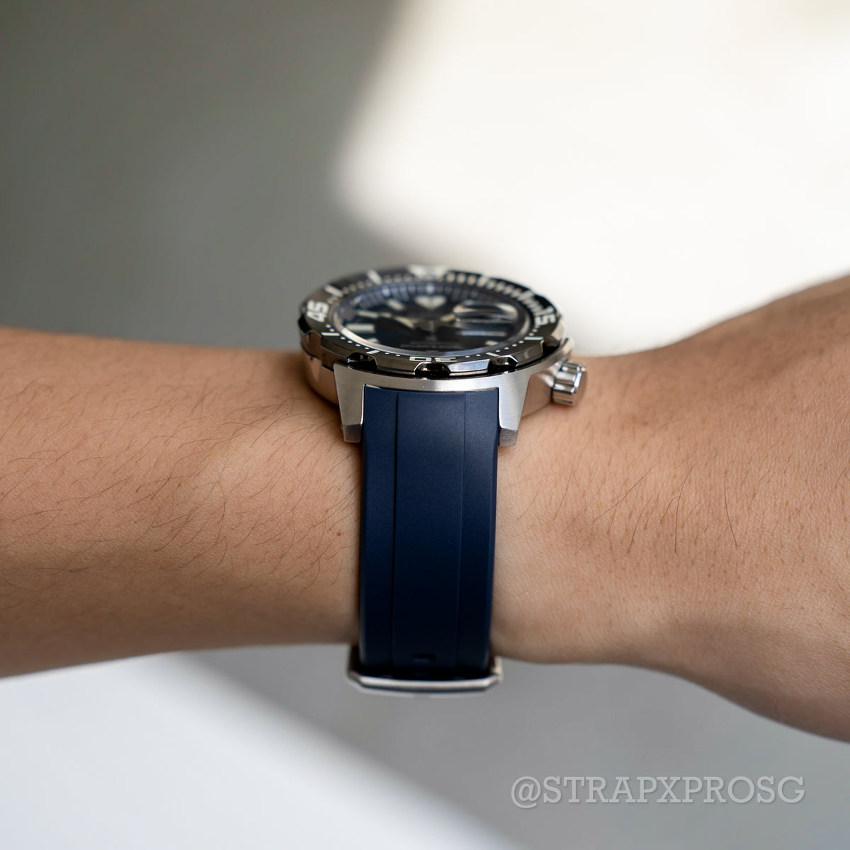 StrapXPro Curved End Rubber Strap for Seiko Monster (4th Gen) in CloudBurst Blue (20mm) - Nomad Watch Works MY