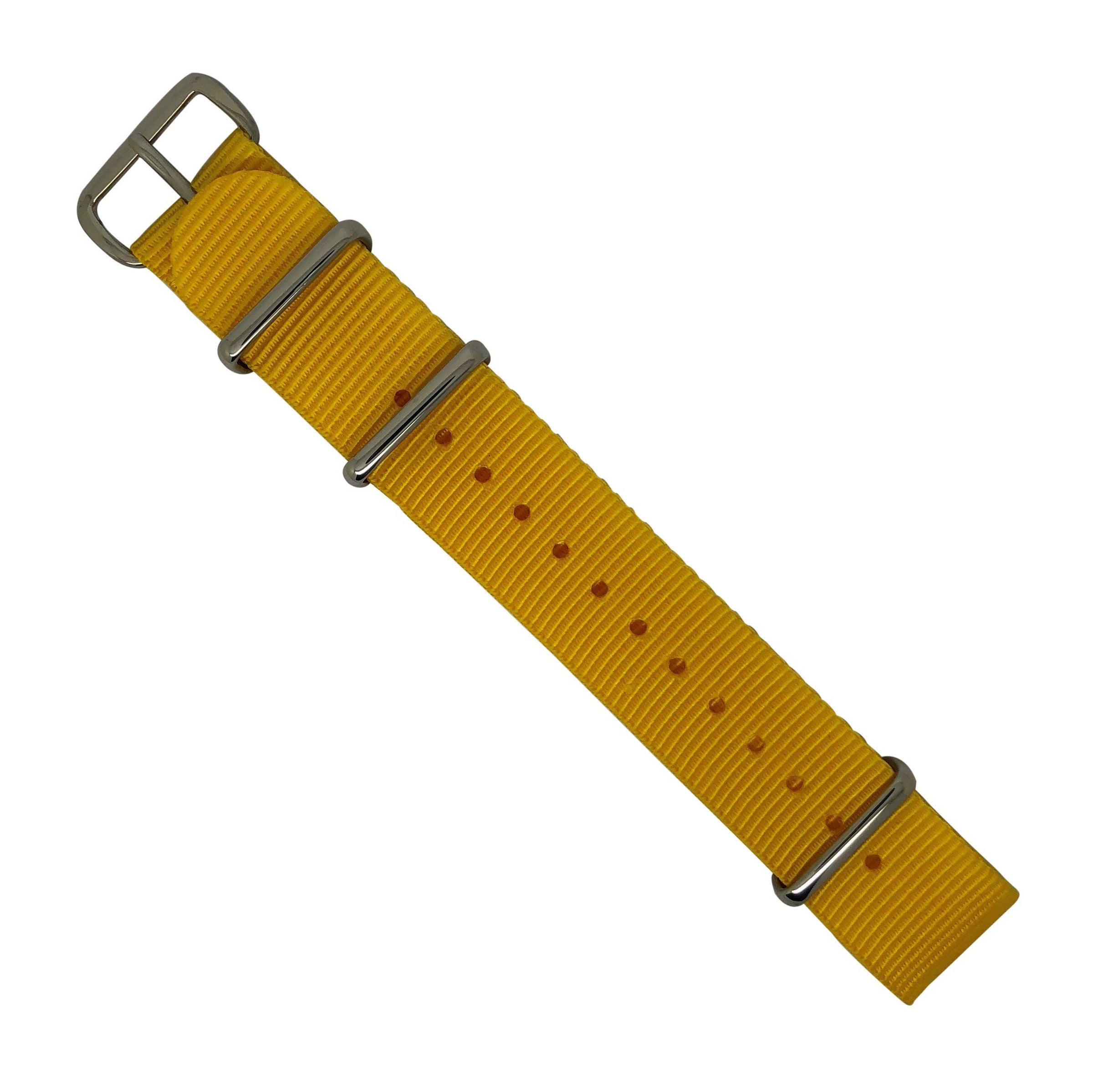 Premium Nato Strap in Yellow with Polished Silver Buckle (20mm) - Nomad Watch Works Malaysia
