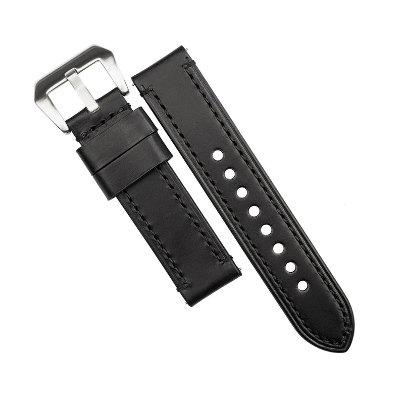 N2W Ammo Horween Leather Strap in Chromexcel® Black (20mm) - Nomad Watch Works MY