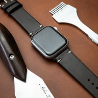 N2W Vintage Horween Leather Strap in Chromexcel® Black (38 & 40mm) - Nomad Watch Works Malaysia