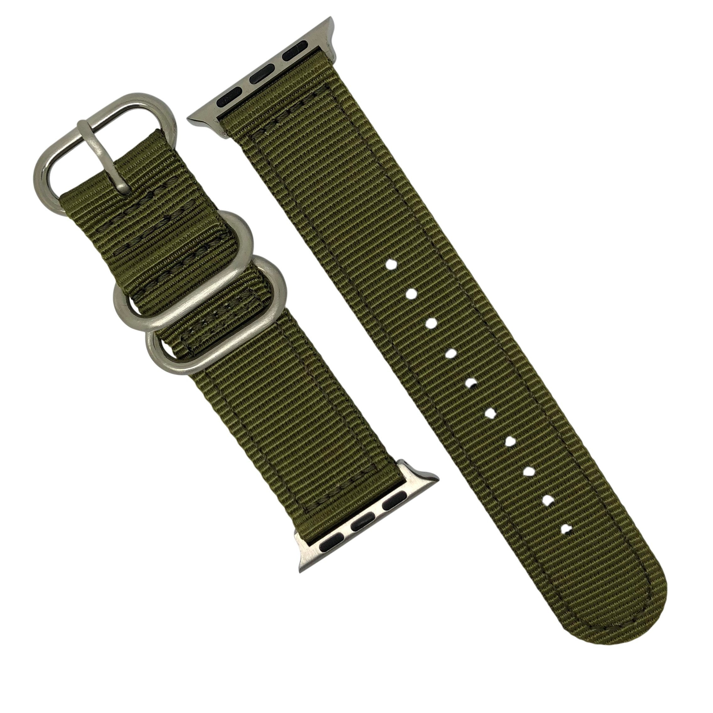 Nylon Zulu Strap in Olive Apple Watch Nomad Watch Works MY