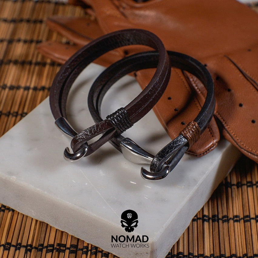 Lincoln Leather Bracelet in Brown (Size L) - Nomad Watch Works Malaysia