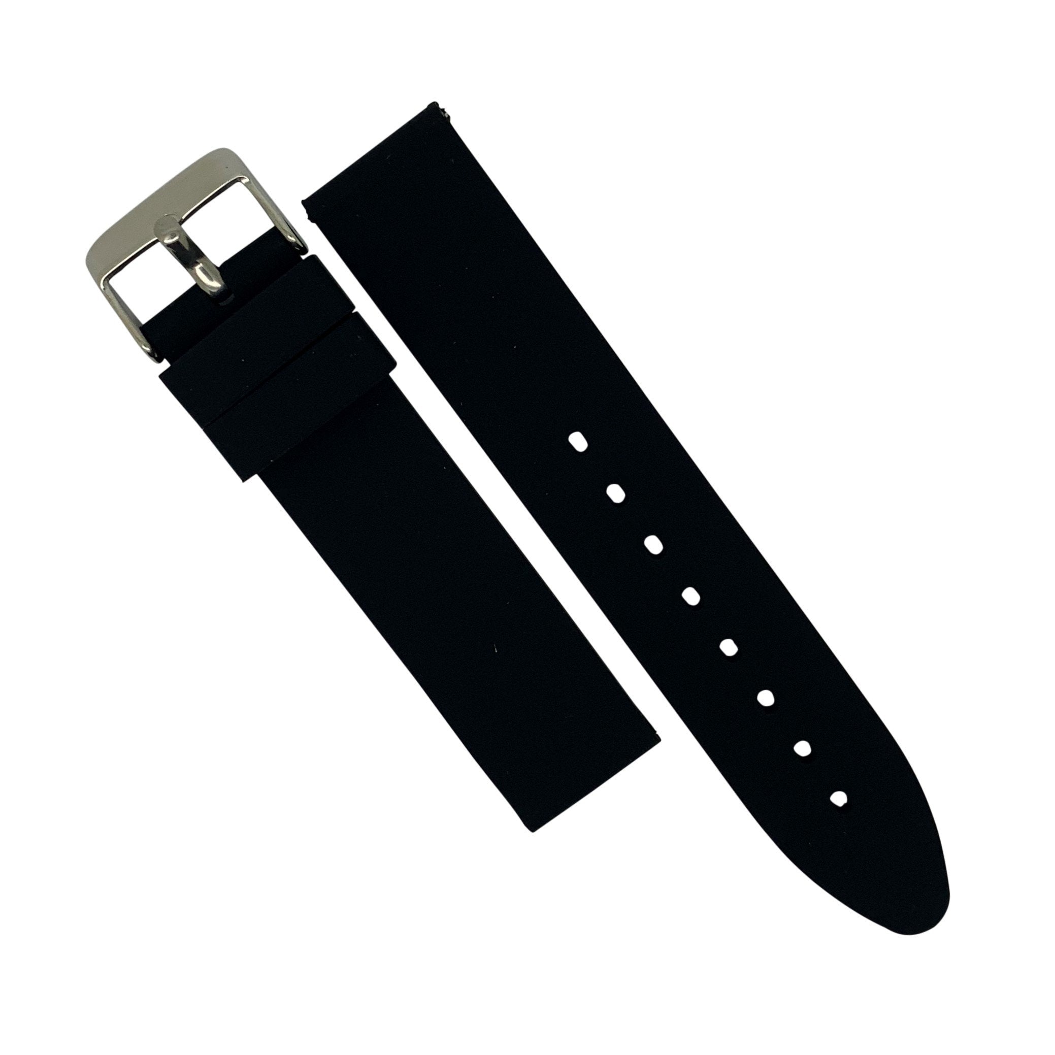 Basic Rubber Strap in Black with Silver Buckle (18mm) - Nomad Watch Works Malaysia