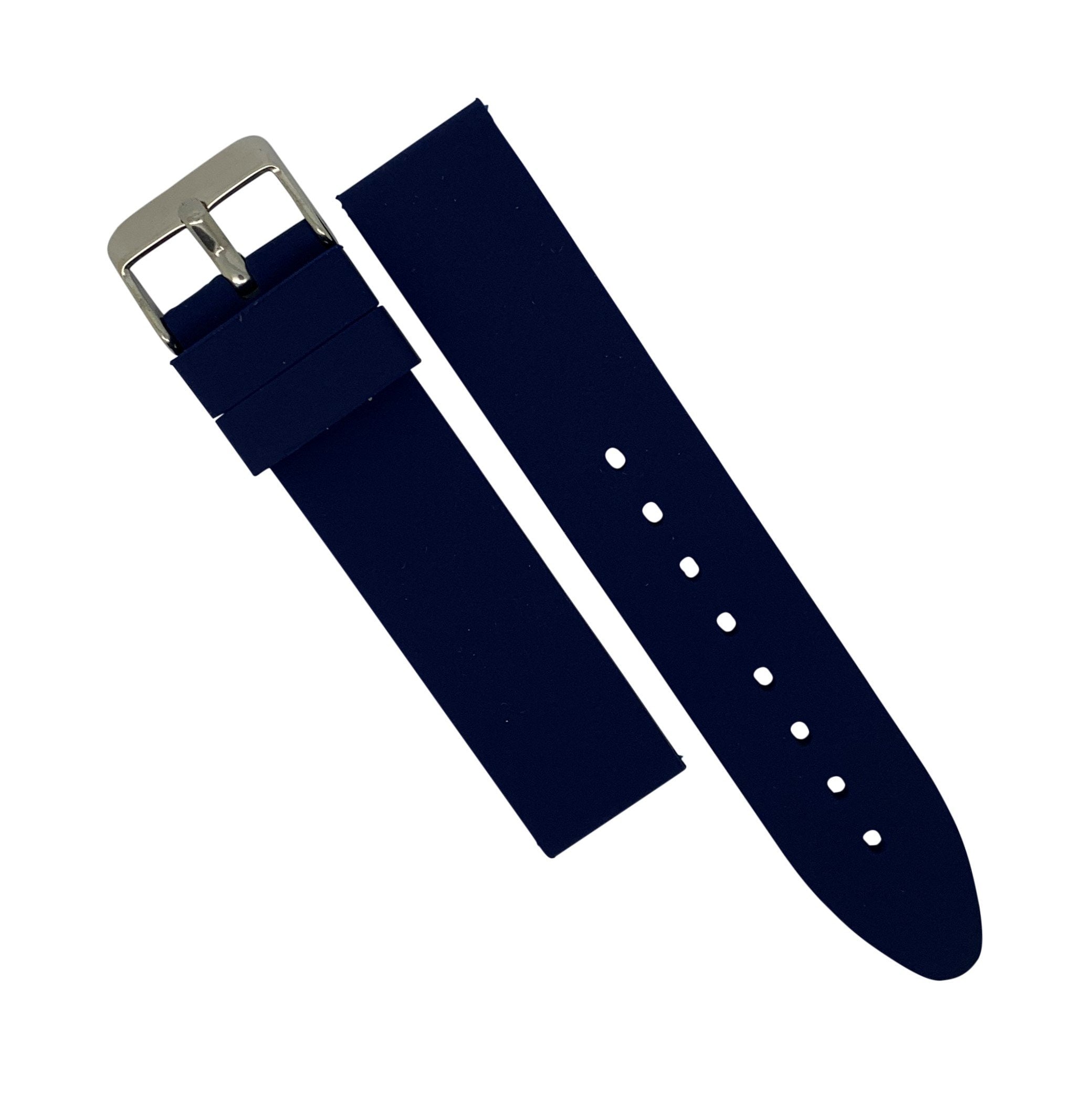 Basic Rubber Strap in Navy with Silver Buckle (18mm) - Nomad Watch Works Malaysia