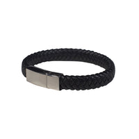 Chester Leather Bracelet in Black (Size L) - Nomad Watch Works Malaysia