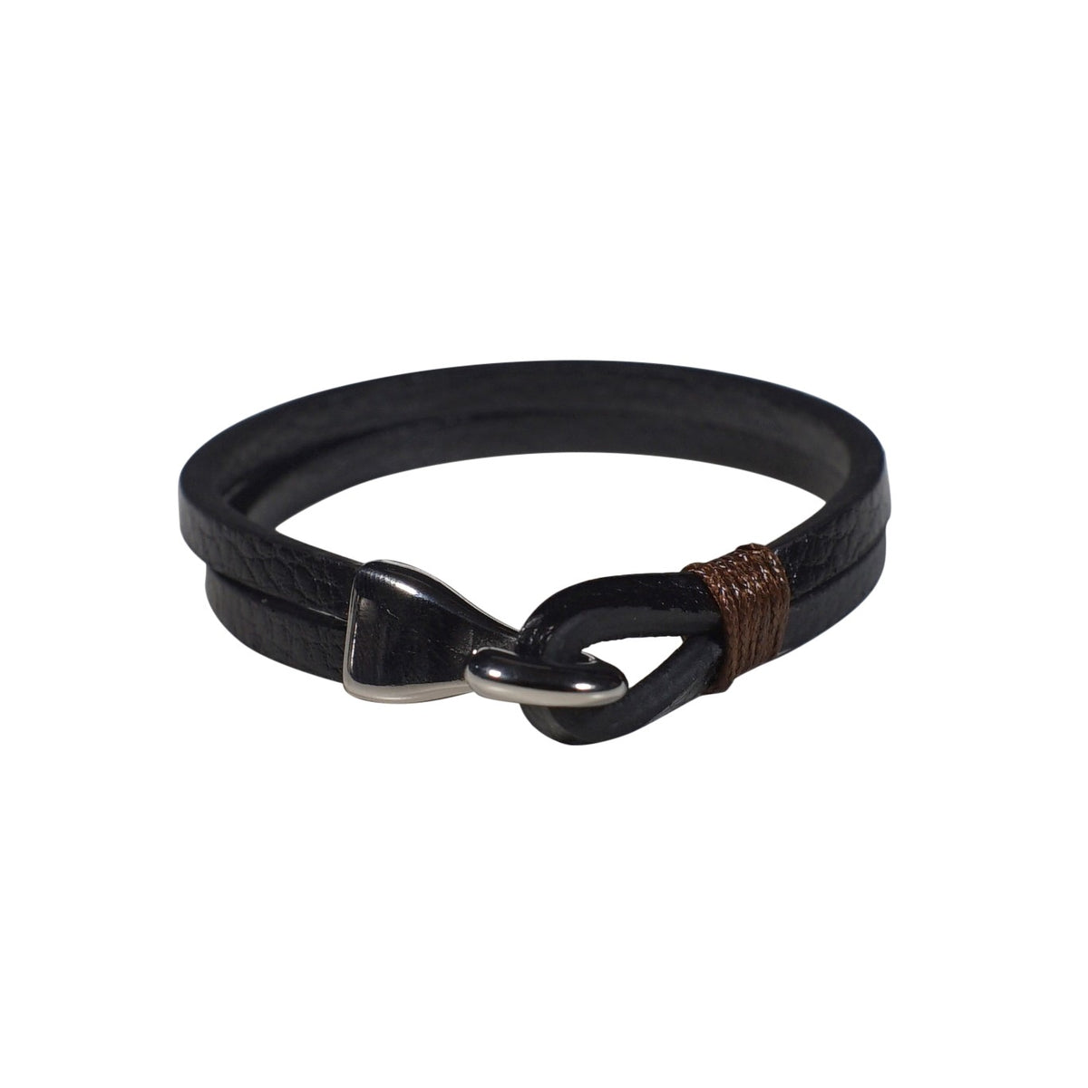 Lincoln Leather Bracelet in Black (Size L) - Nomad Watch Works Malaysia
