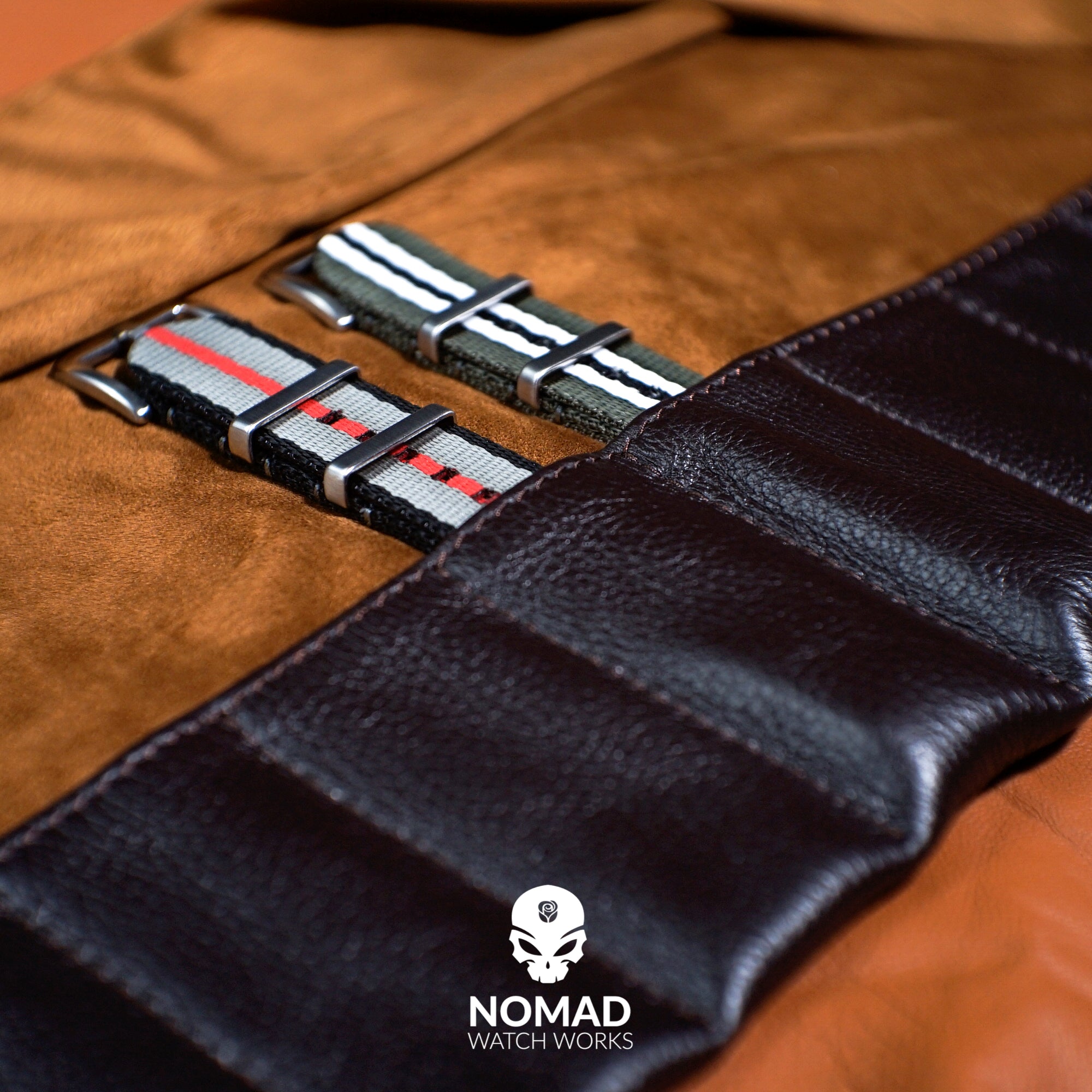 Leather Watch & Strap Roll in Brown (3+5 Slots) - Nomad Watch Works Malaysia