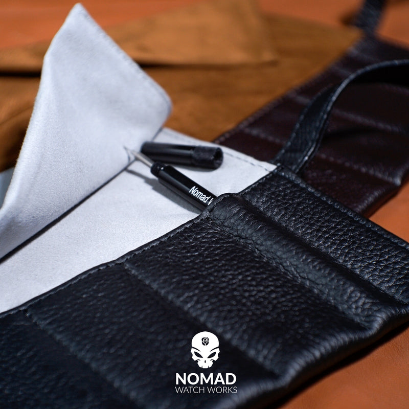 Leather Strap Roll in Black (10 Slots) - Nomad Watch Works Malaysia