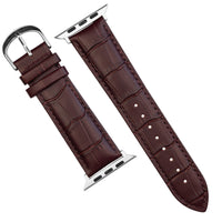 Apple Watch Genuine Croc Pattern Stitched Leather Strap in Brown (38 & 40mm) - Nomad Watch Works MY