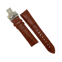 Genuine Croc Pattern Leather Watch Strap in Tan w/ Butterfly Clasp (18mm) - Nomad Watch Works Malaysia