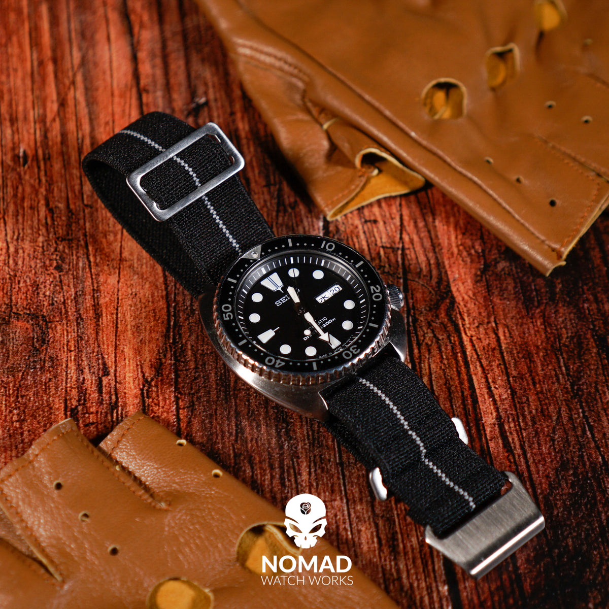 Marine Nationale Strap in Black Grey with Silver Buckle (20mm) - Nomad Watch Works Malaysia