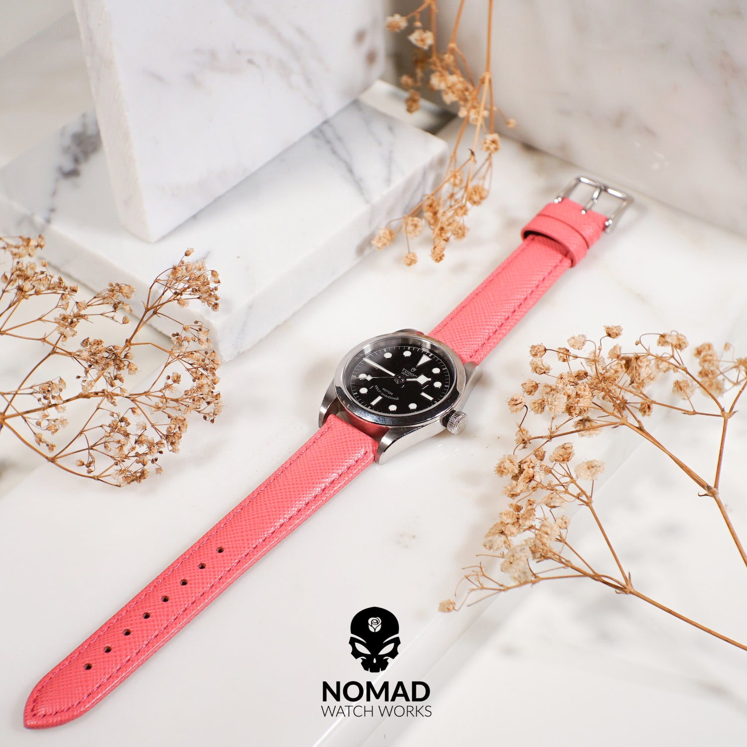 Premium Saffiano Leather Strap in Pink (18mm) - Nomad Watch Works Malaysia