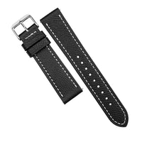 Emery Dress Epsom Leather Strap in Black w/ White Stitching (19mm) - Nomad Watch Works MY