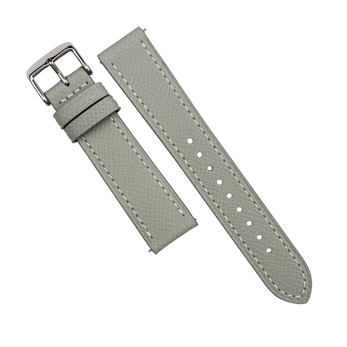 Emery Dress Epsom Leather Strap in Grey w/ White Stitching (19mm) - Nomad Watch Works MY