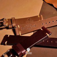 N2W Vintage Horween Leather Strap in Chromexcel® Burgundy (18mm) - Nomad Watch Works Malaysia
