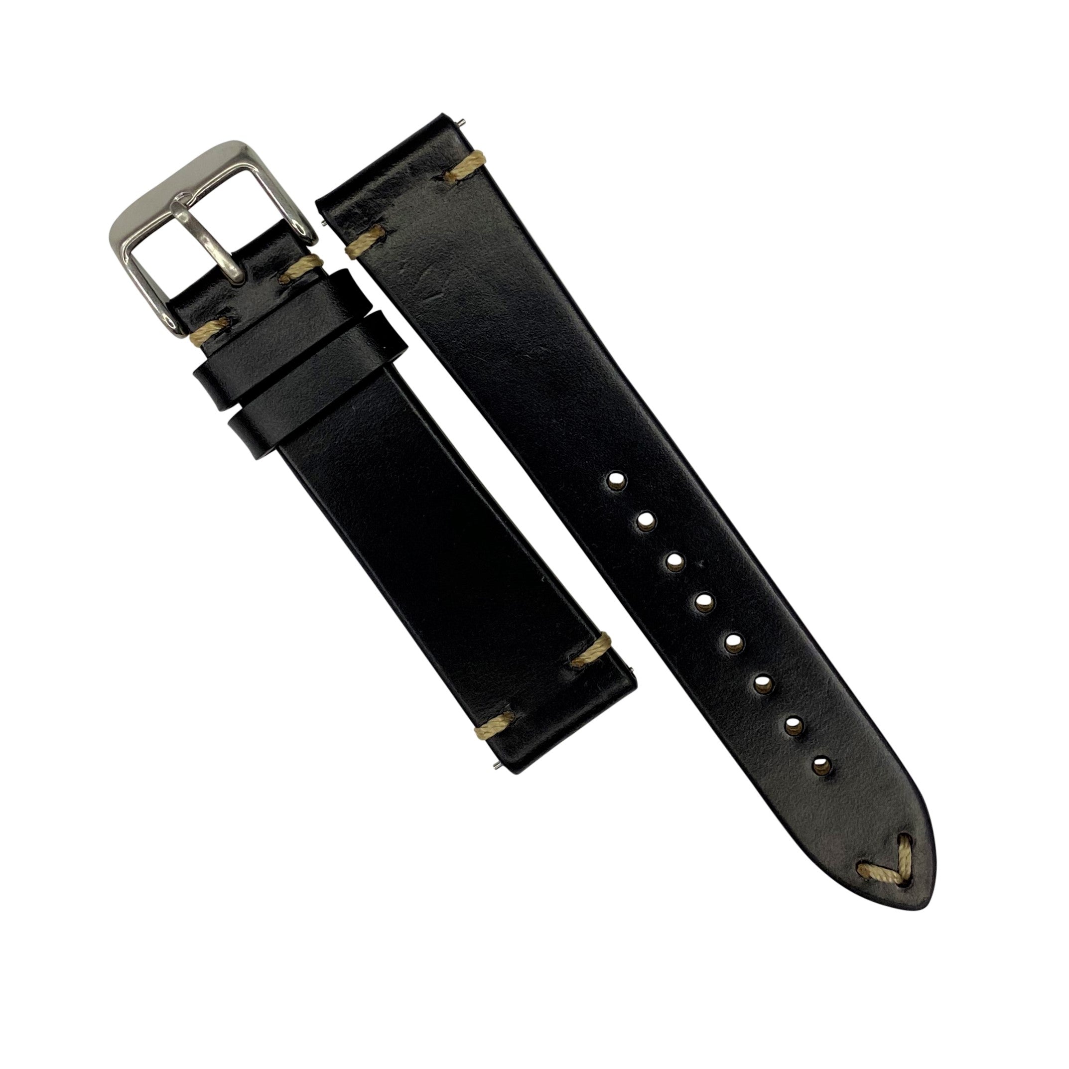 Vintage Horween Leather Strap in Chromexcel Black Nomad Watch