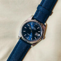 Premium Saffiano Leather Strap in Navy (18mm) - Nomad Watch Works Malaysia