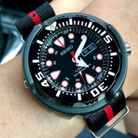 Premium Nato Strap in Black Center Red with Polished Silver Buckle (22mm) - Nomad Watch Works Malaysia