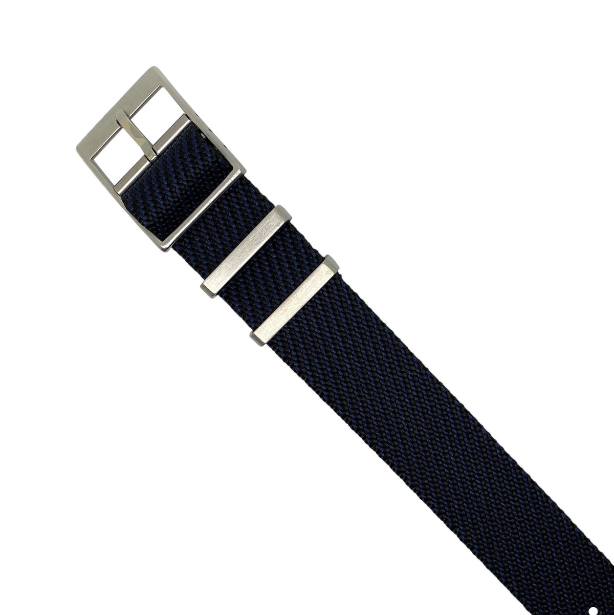 Lux Single Pass Strap in Navy with Silver Buckle (20mm) - Nomad Watch Works Malaysia