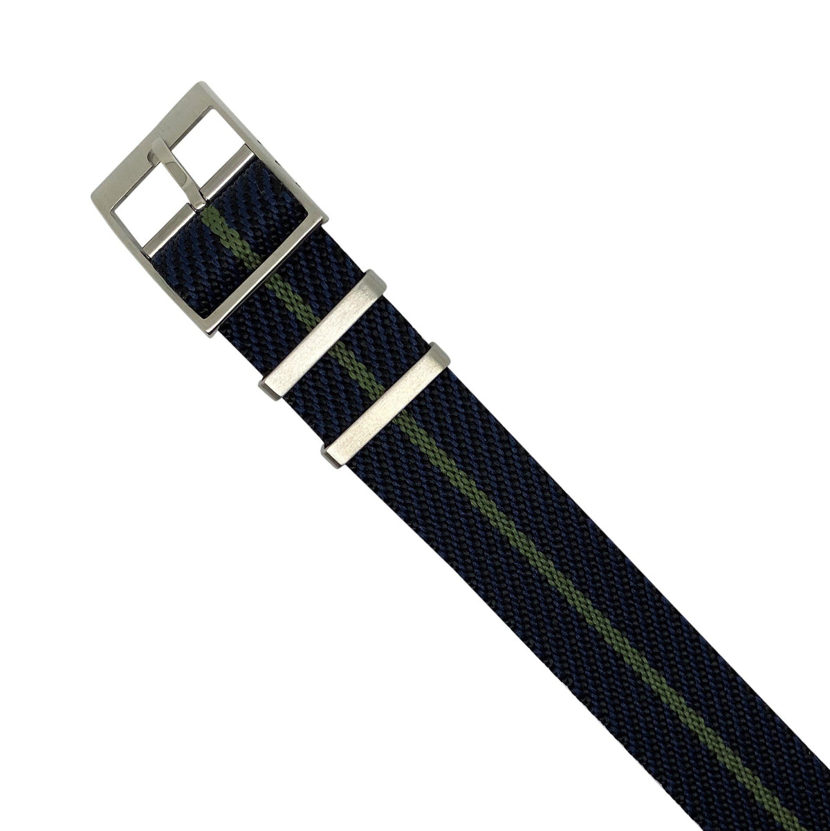 Lux Single Pass Strap in Navy Green with Silver Buckle (20mm) - Nomad Watch Works Malaysia
