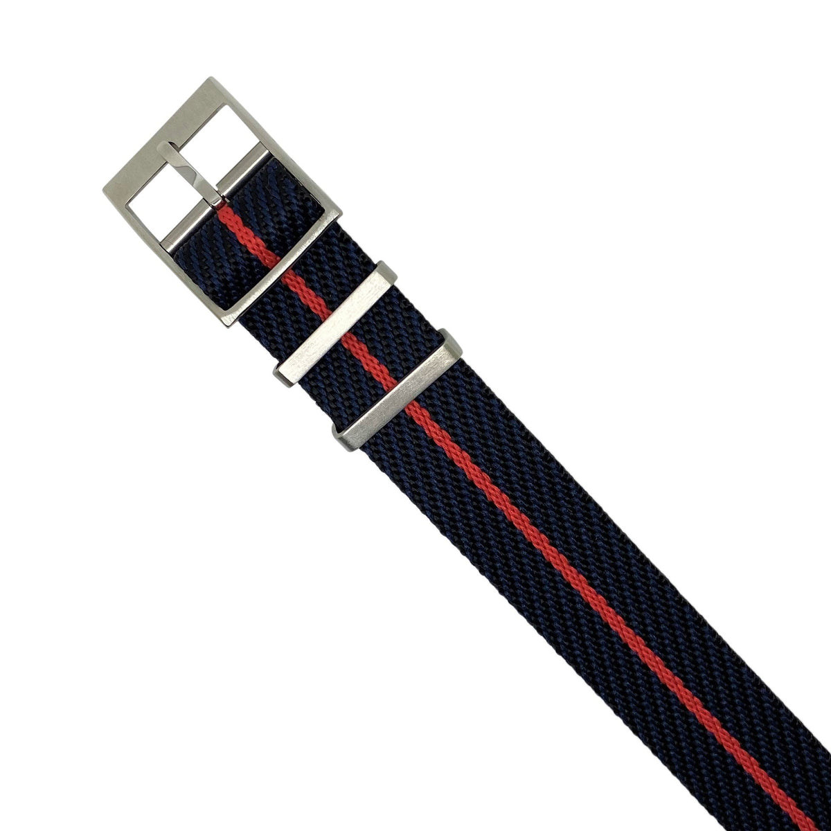 Lux Single Pass Strap in Navy Red with Silver Buckle (20mm) - Nomad Watch Works Malaysia