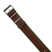 Lux Single Pass Strap in Khaki Red with Silver Buckle (20mm) - Nomad Watch Works MY