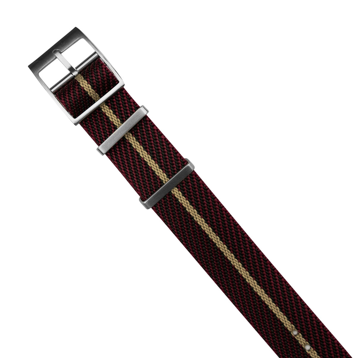Lux Single Pass Strap in Burgundy Sand with Silver Buckle (20mm) - Nomad Watch Works MY