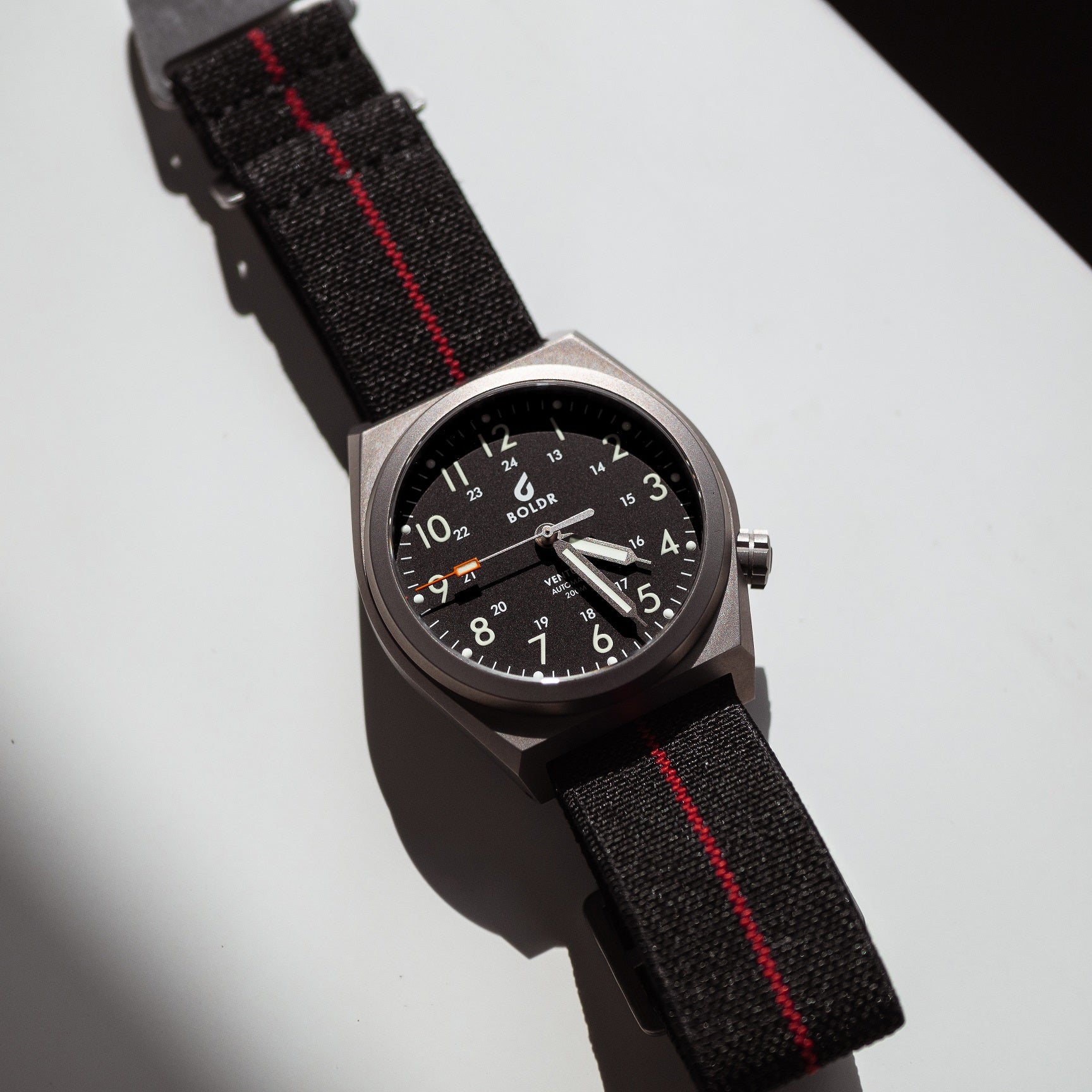 Marine Nationale Strap in Black Red with Silver Buckle (20mm) - Nomad Watch Works MY