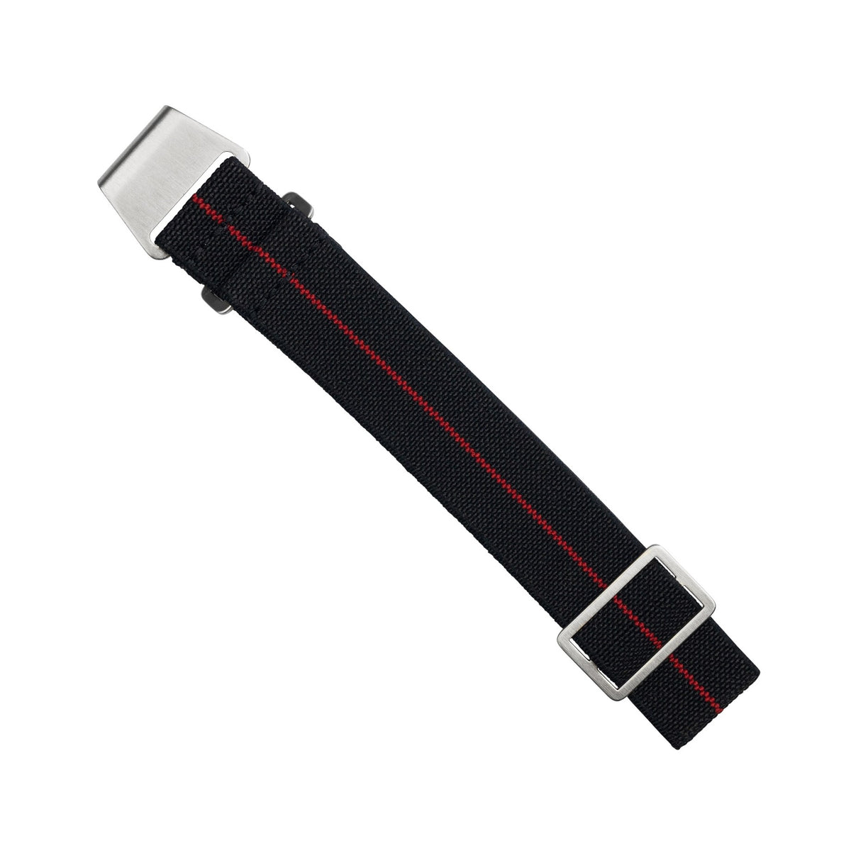 Marine Nationale Strap in Black Red with Silver Buckle (20mm) - Nomad Watch Works MY