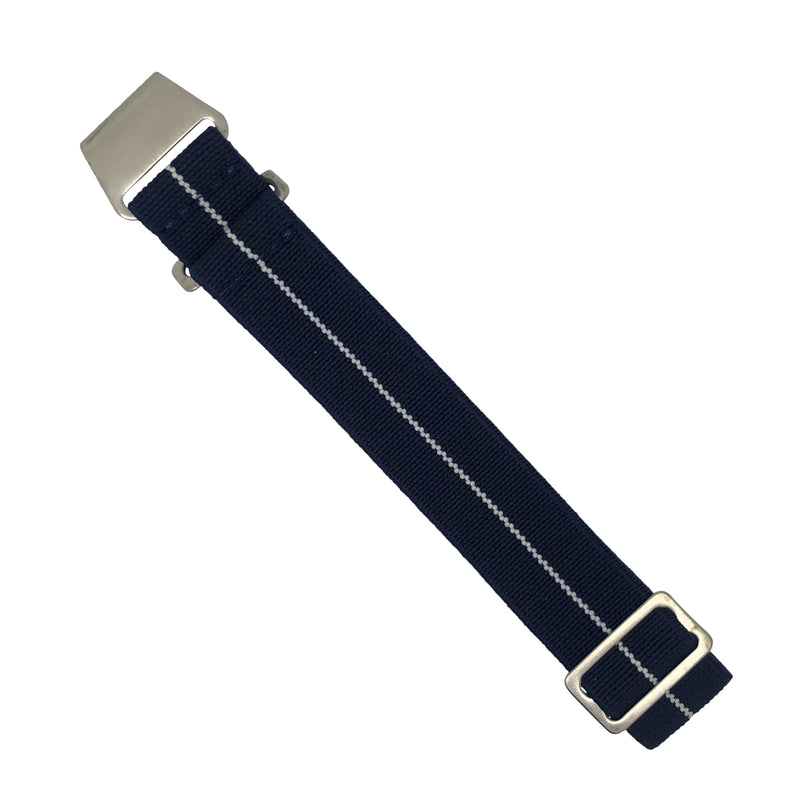 Marine Nationale Strap in Navy White with Silver Buckle (20mm) - Nomad Watch Works Malaysia
