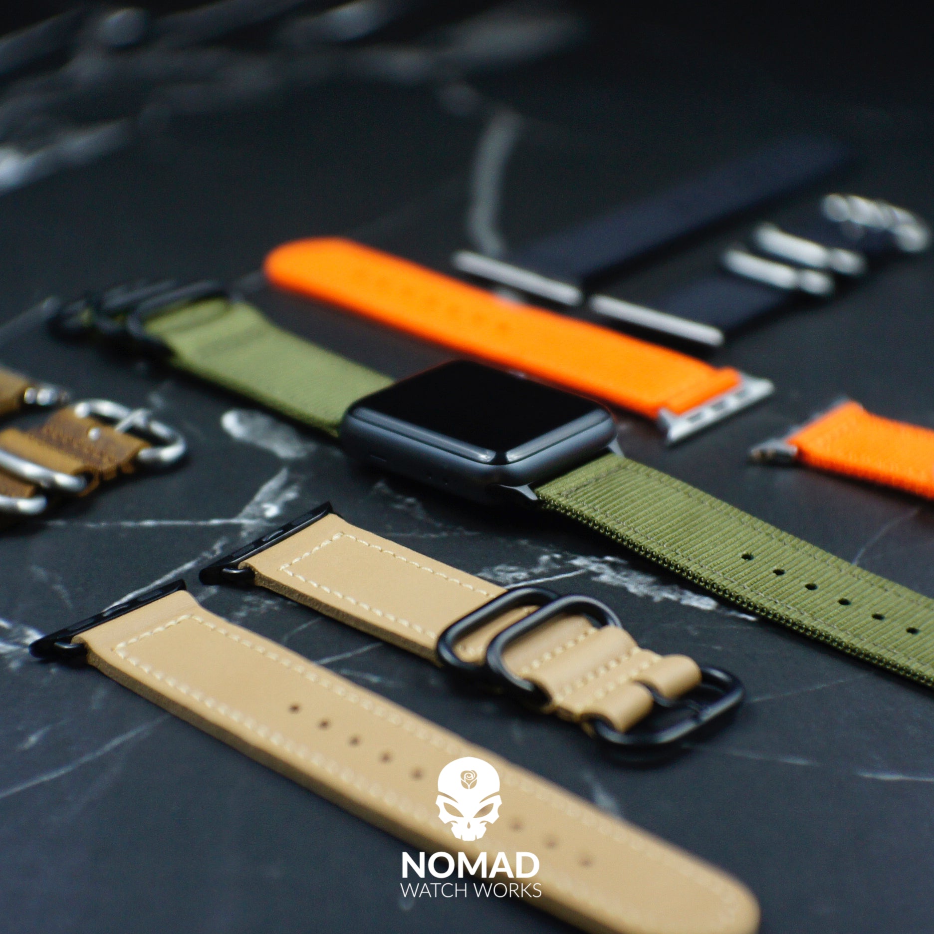Apple Watch Nylon Zulu Strap in Black with Silver Buckle (38 & 40mm) - Nomad Watch Works Malaysia