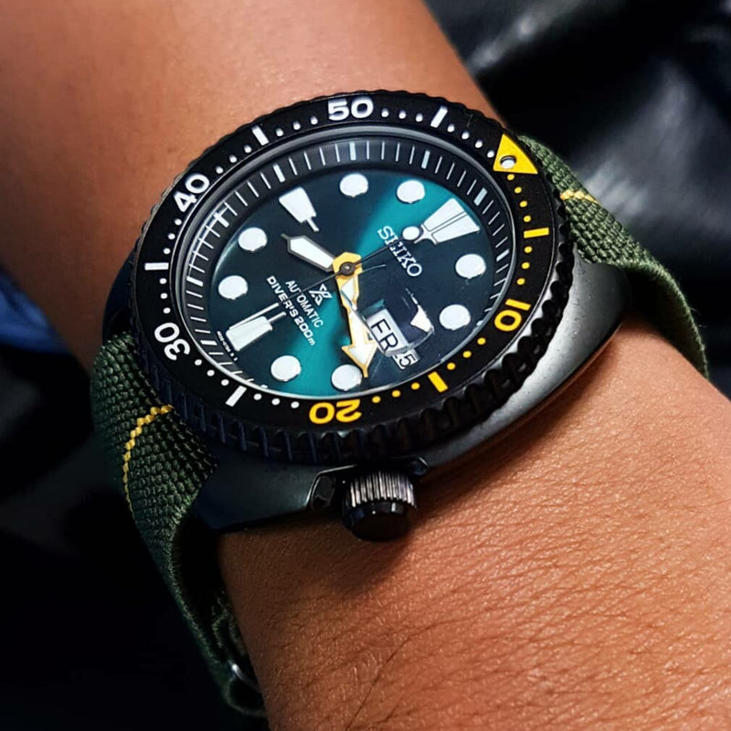 Marine Nationale Strap in Olive Yellow with Silver Buckle (20mm) - Nomad Watch Works Malaysia