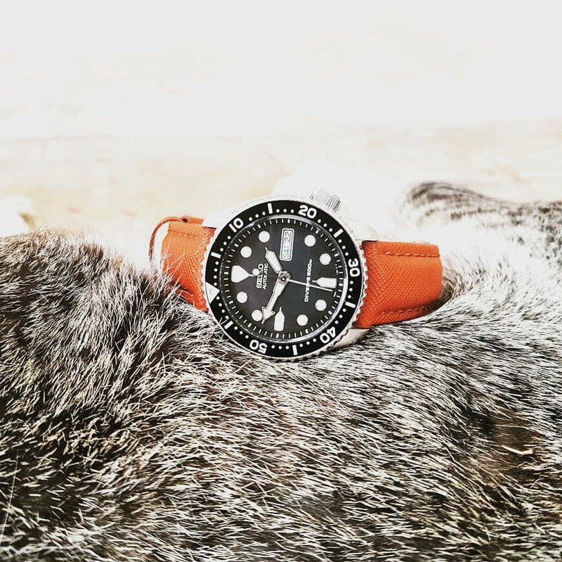 Premium Saffiano Leather Strap in Orange (18mm) - Nomad Watch Works Malaysia