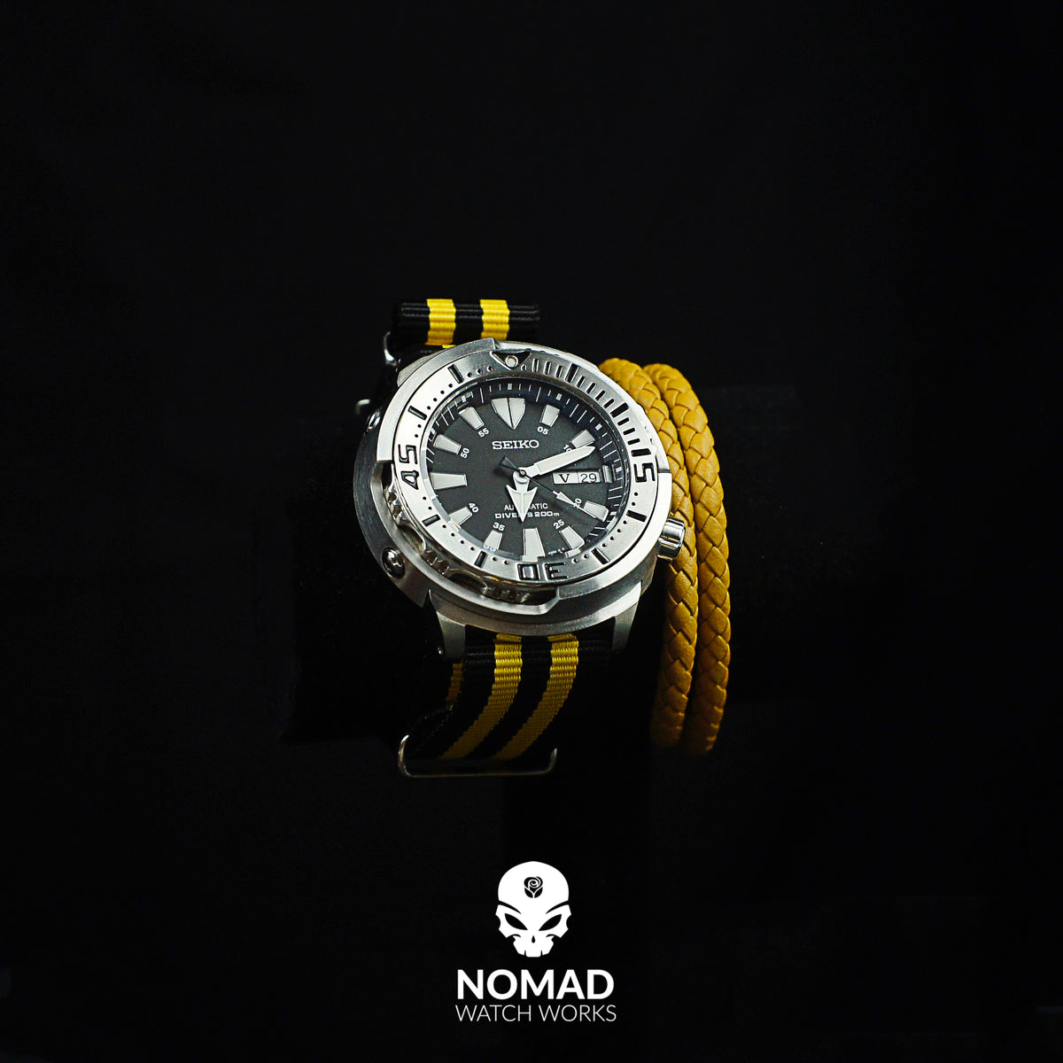 Oxford Leather Bracelet in Yellow (Size M) - Nomad Watch Works Malaysia