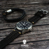 Oxford Leather Bracelet in Black (Size L) - Nomad Watch Works Malaysia