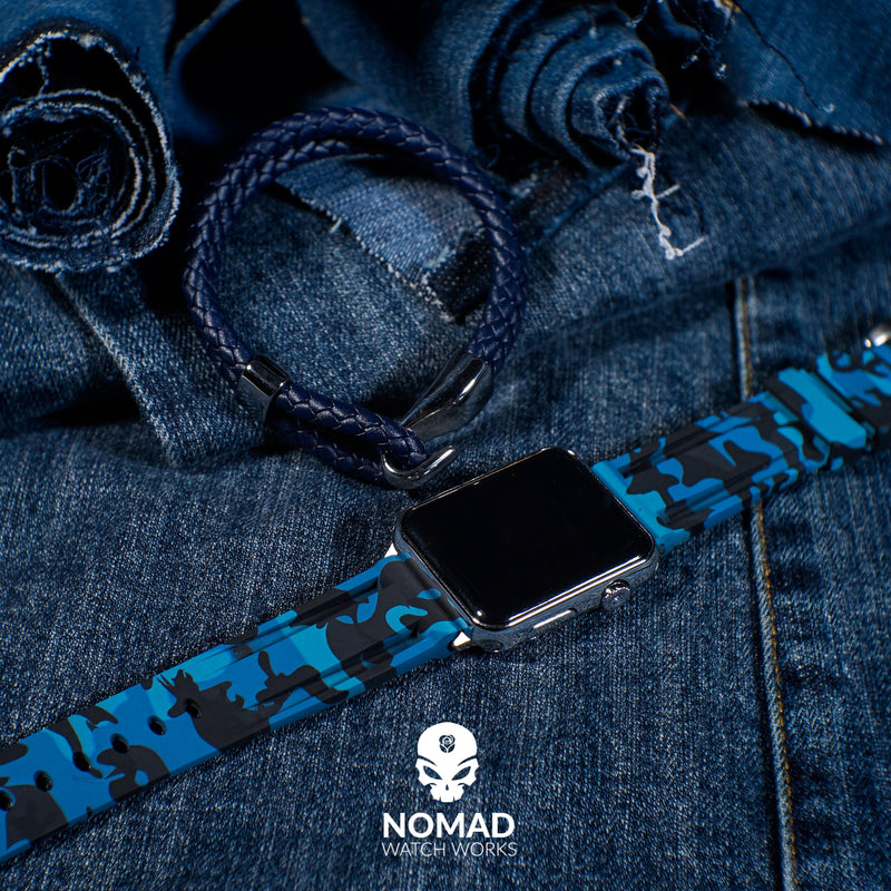 Oxford Leather Bracelet in Navy (Size L) - Nomad Watch Works Malaysia