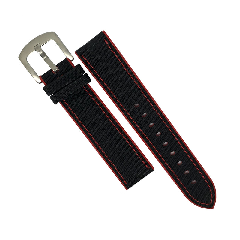 Performax N1 Hybrid Strap in Black with Red Stitching (20mm) - Nomad Watch Works Malaysia