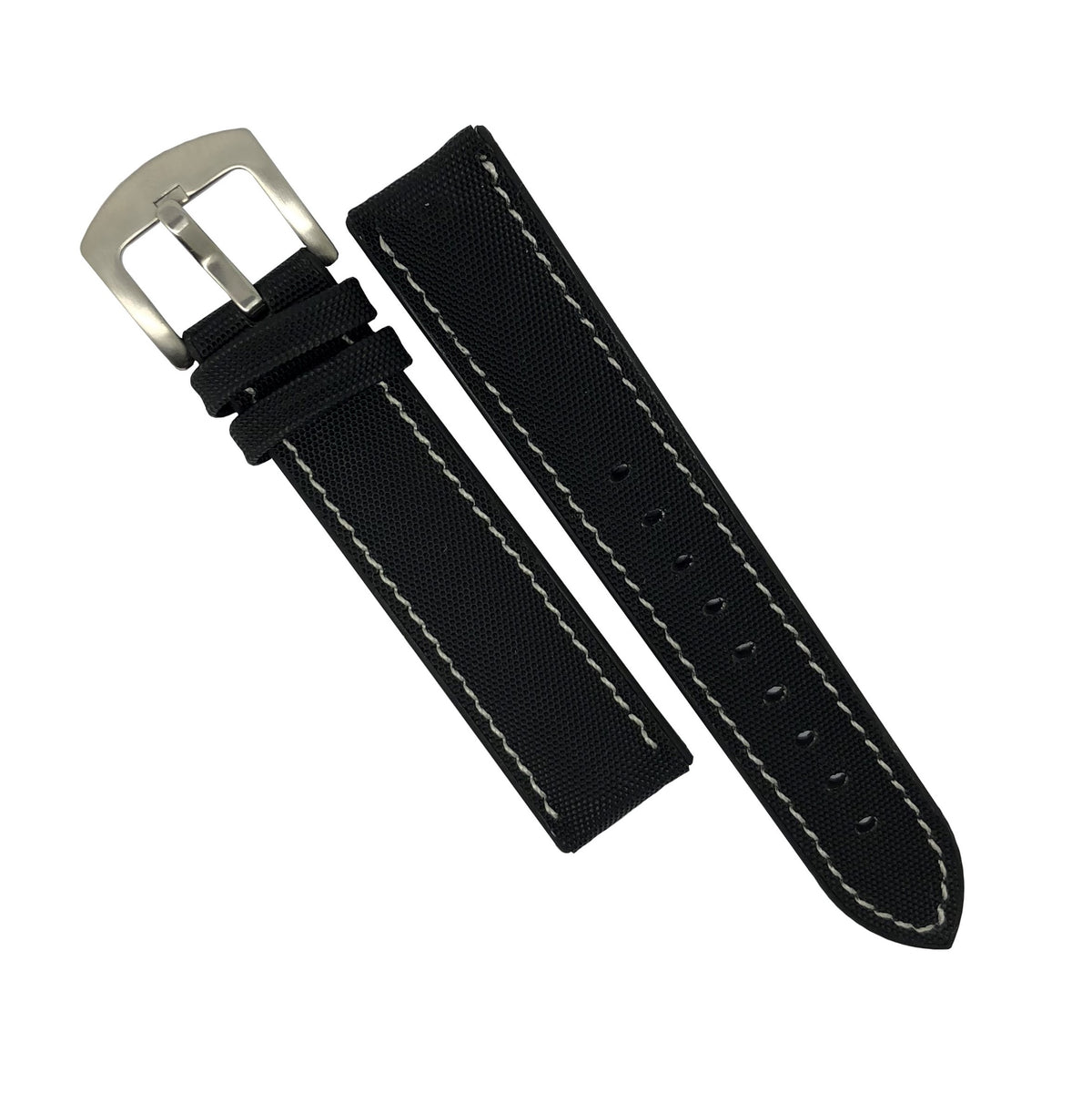Performax N1 Hybrid Strap in Black with White Stitching (20mm) - Nomad Watch Works Malaysia
