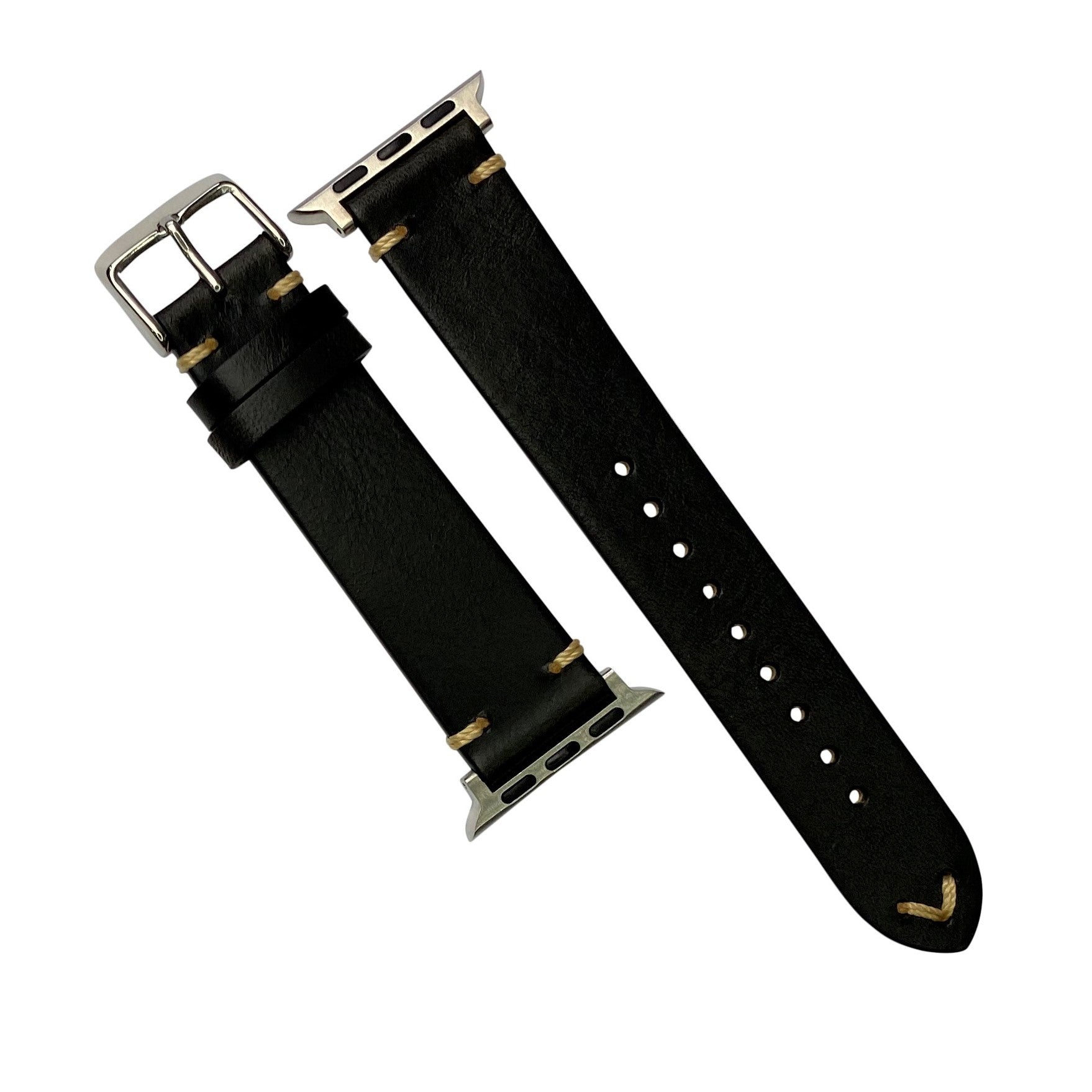 Apple Watch Premium Vintage Oil Waxed Leather Strap in Black (38 & 40mm) - Nomad Watch Works Malaysia
