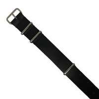 Premium Leather Nato Strap in Black with Silver Buckle (18mm) - Nomad Watch Works Malaysia